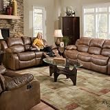 Rodeo Bonded Leather Reclining Sofa and Loveseat Set in Coffee