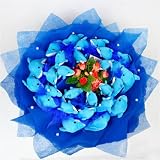 Forever Love Flower Bouquet of Dolls, 26 Blue Dolphines