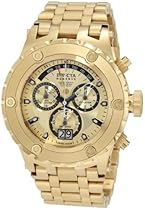 Big Sale Invicta Men's 1568 Reserve Chronograph Gold Dial 18k Gold Ion-Plated Stainless Steel Watch
