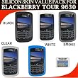 Silicone Skin 5 pc. Value Pack for your Blackberry Tour 9630 (Black, Blue, White, Clear, Smoke) Bonus DBRoth Microfiber Cleaning Cloth Included