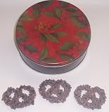 Scott's Cakes 1 lb. Dark Chocolate Covered Pretzel with Chocolate Chips in a Holly Tin