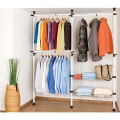 WENKO 6200050100 Teleskop-Garderoben-System Herkules - Metall, Kunststoff, 150-222 x 19 x 141-250 cm, wei�