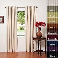 Solid Thermal Insulated Back Tap Blackout Curtain 95'L- 1 Set-BEIGE
