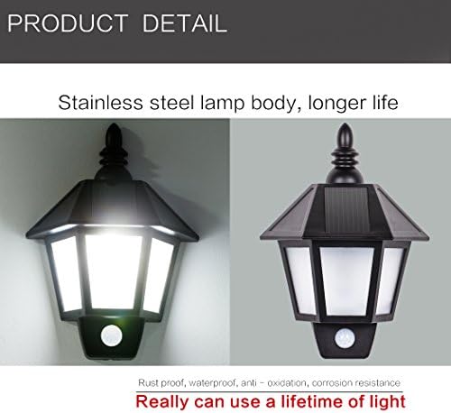 (Pack of 2) Pepnice Solar Powered Waterproof LED Motion Sensor Porch Light