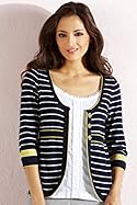  Per Una Scoop Neck Stripe Mock Layer Top