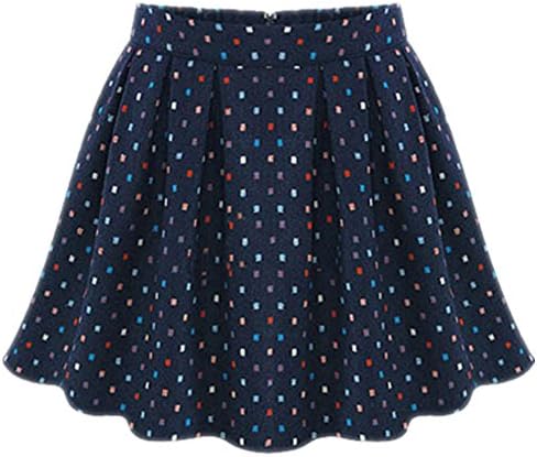 FINEJO Women's Christmas Basic Solid Mini Slim School Uniform Pleated Skirt XL