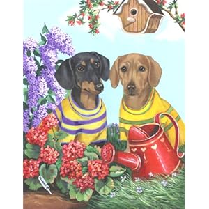 Dachshund Blooms Garden Flag