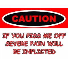 L2401 LARGE CAUTION IF YOU PI*S ME OFF SEVERE PAIN WILL BE INFLICTED FUNNY Metallwerbeschild, XL