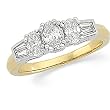 14K Two-Tone Gold Oval Cut Diamond Ring - 0.90 Ct.