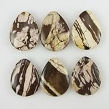 40mm brown zebra jasper flat teardrop pendant