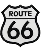 Route 66 Embroidered Patch White Iron-On Highway Road Sign Biker Emblem