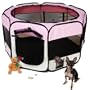 TecTake Welpenlaufstall Tierlaufstall pink f�r Kleintiere wie Hunde, Hasen, Katzen