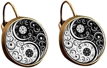 KTaG Women's Alloy Taiji Yin-yang Pattern Drop Earrings Bronze