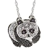 10k White Gold Black and White Diamond Panda Pendant (1/4 cttw, I-J Color, I3 Clarity), 18