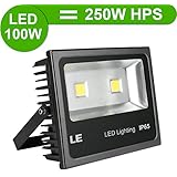 LE&reg; 100W Super Bright Outdoor LED Flood Lights, 250W HPS Bulb Equivalent, 10150lm, Daylight White, 6000K, Security Lights, Floodlight, 5 Years Warrenty