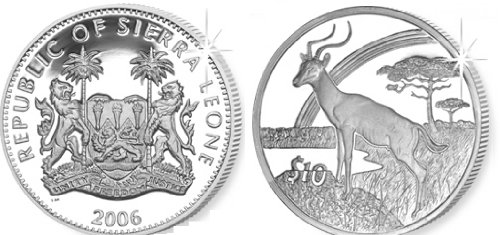 2006 Sierra Leone Proof Sterling Silver Animals of Africa Part 2: Impala Coin