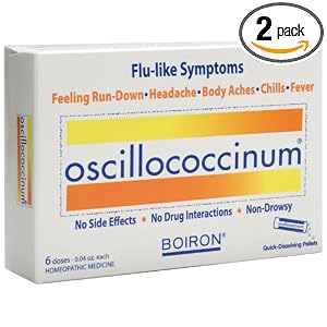 Boiron Homeopathic Medicine Oscillococcinum for Flu, 6-Count Boxes of .04-Ounce Doses (Pack of 2) by Boiron