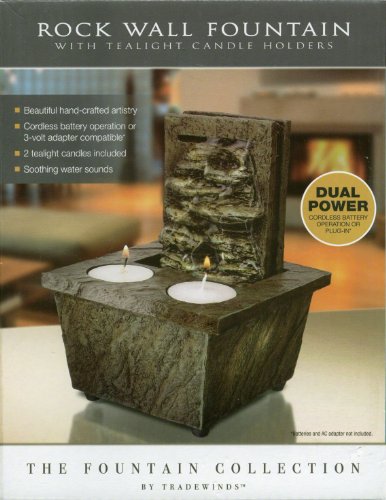 Rock Wall Fountain with Tealight Candle Holders - by Tradewinds