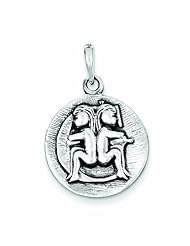 Genuine .925 Sterling Silver Polished Antique Finish Gemini Horoscope Pendant 5 Grams. 100% Satisfaction Guaranteed.