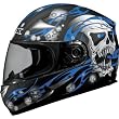 AFX FX-90 Skull Full Face Motorcycle Helmet Black/Blue Extra Small