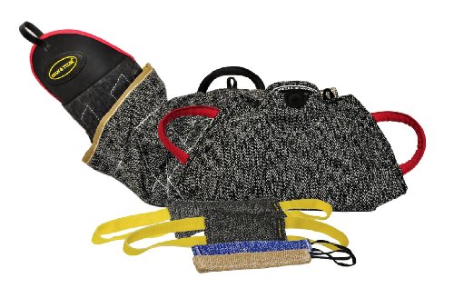 See Dean & Tyler 6-Piece Professional Training Bundle Set for Dogs with 1 Intermediate Sleeve/1 Young Dog Bite Builder/2 Pocket Tugs/1 Small Tug/1 Medium Tug
