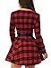 Allegra K Women's Christmas Plaid Dress Long Sleeve Button Down Belted Mini Shirtdress X-Small Red