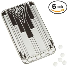 Chambers Art Deco Sliding Tin with Sugar Free Mint, 0.4-Ounce Tins (Pack of 6)