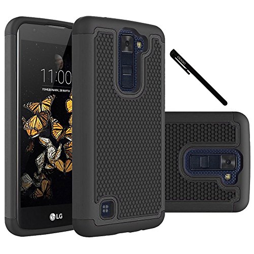 LG K8 Case, LG Escape 3 Case, LG Phoenix 2 Case, OEAGO [Shockproof] [Impact Protection] Hybrid Dual Layer Defender Protective Case Cover for LG K8 / LG Escape 3 / LG Phoenix 2 - Black