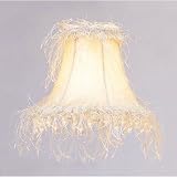 Livex S106 Chandelier Shade Off White Silk Bell Clip Shade with Corn Silk Fringe and Beads