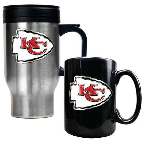 NFL Kansas City Chiefs Travel Mug & Ceramic Mug Set - Primary Logo