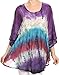 Sakkas Ellesa Ombre Tie Dye Circle Poncho Blouse Shirt Top with Sequin Embroidery