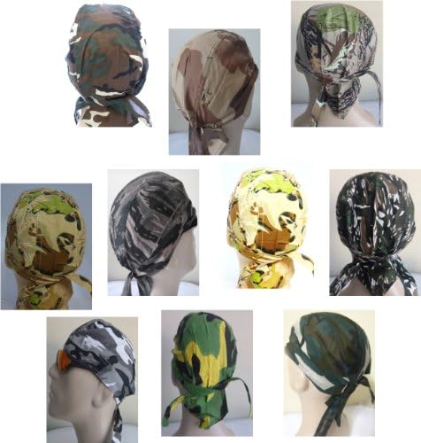 Assorted 5 Camouflage Camo Skull Cap Bandana Head Wrap Bikers Skull Cap Du Rag
