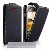 Yousave Accessories TM HTC ONE S Cuir Etui Coque Noir Avec Tissu Gris Polissage Micro-Fibrepar Yousave Accessories