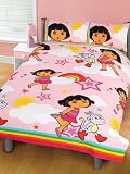 Dora the Explorer Double Duvet Cover and Pillowcase 'Stars' Design Bedding