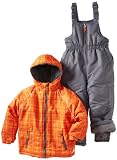 Rugged Bear Toddler Boys size 4-7 Orange Hooded Snowsuit With Ski Pants 2 Pc Set