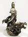 Buddhist Goddess Kuan-yin on Dragon Statue Real Bronze Powder Cast Sculpture, 12 1/2-inch