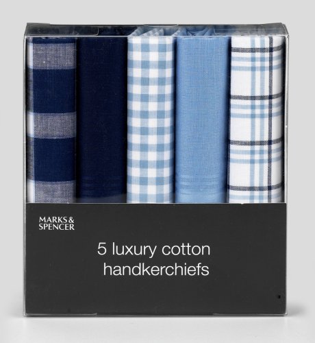 5 Luxury Cotton Handkerchiefs