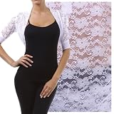 Sheer Versatile Stretch Floral Victorian Cropped Lace Bolero Shirred Sleeve Cocktail Shrug Jacket
