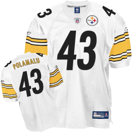 Reebok Pittsburgh Steelers Troy Polamalu Authentic White Jersey Size 54