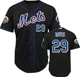 Ike Davis Jersey: Adult Majestic Alternate Black Authentic Cool Base&Atilde;&cent;"&Acirc;&cent; New York Mets Jersey with 50th Anniversary Patch
