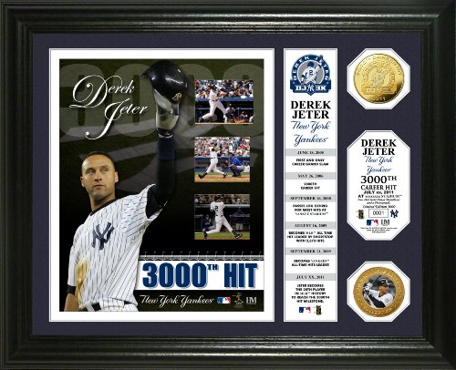 MLB New York Yankees Derek Jeter 3,000th Hit Banner 24KT Gold Coin Photo Mint