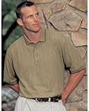 IMAGE OF Tri-Mountain Men's Button Down Striped Jacquard Polo Shirt, WHITE / NAVY, Medium