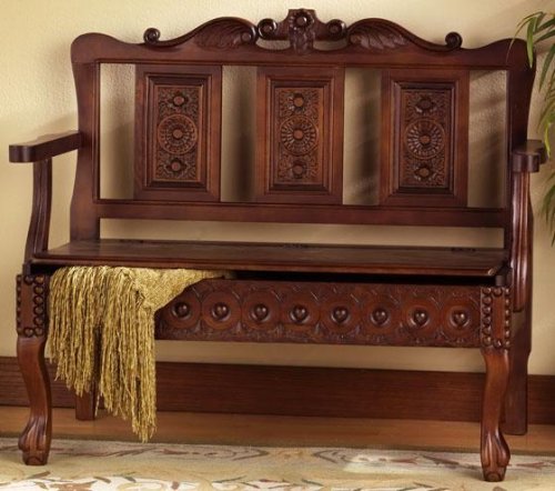 Hand Carved Storage Settee