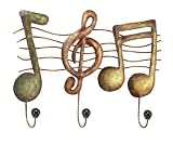 Antiqued Musical Note Symbol Wall Key Hook Coat