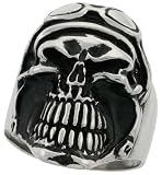 Surgical Steel 1 1/4 (32 mm ) Skull Ring with Biker Helmet