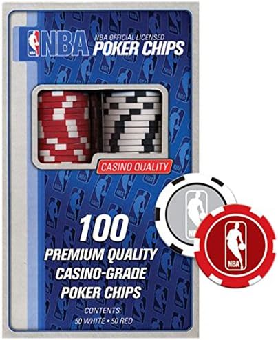AllPro Deal NBA Official Licensed 11.5g Casino-Grade Poker Chips (100-Piece), 50 White/50 Red