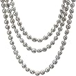 HinsonGayle Extreme Baroque Collection Handpicked Ultra-Iridescence Silver Gray Free-Form Baroque Cultured Pearl Rope Necklace (65 Inches)