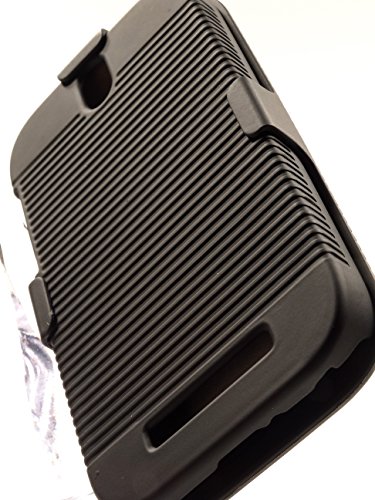 ShockWize (TM) Holster Combo HTC One SV Black Shell Holster Combo Armor Protector Cover Case Dual Layer Shock Absorbing Rigid Hybrid Kickstand with Locking Swivel Belt Clip (Holster Combo Black)