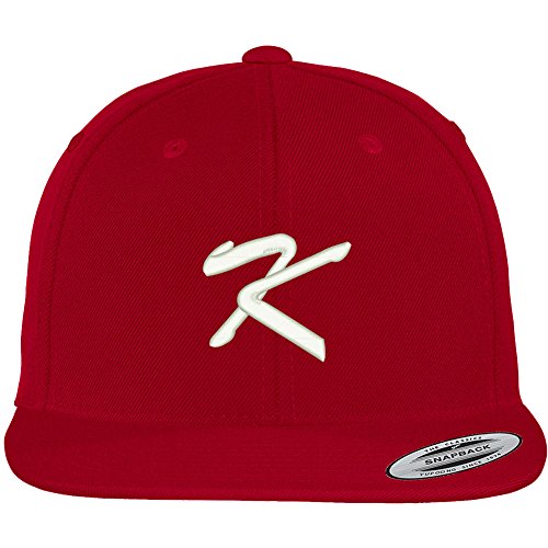 Trendy Apparel Shop Letter K Brushed Script Embroidered Flat Bill Snapback Baseball Cap