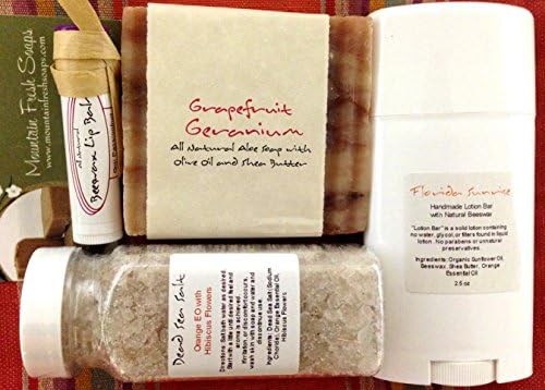Mountain Fresh Soaps GIFT SET ~ Artisan, Organic, &amp; All-Natural Soap, Lotion, Lip Balm, &amp; Bath Salt (Citrus Fusion)